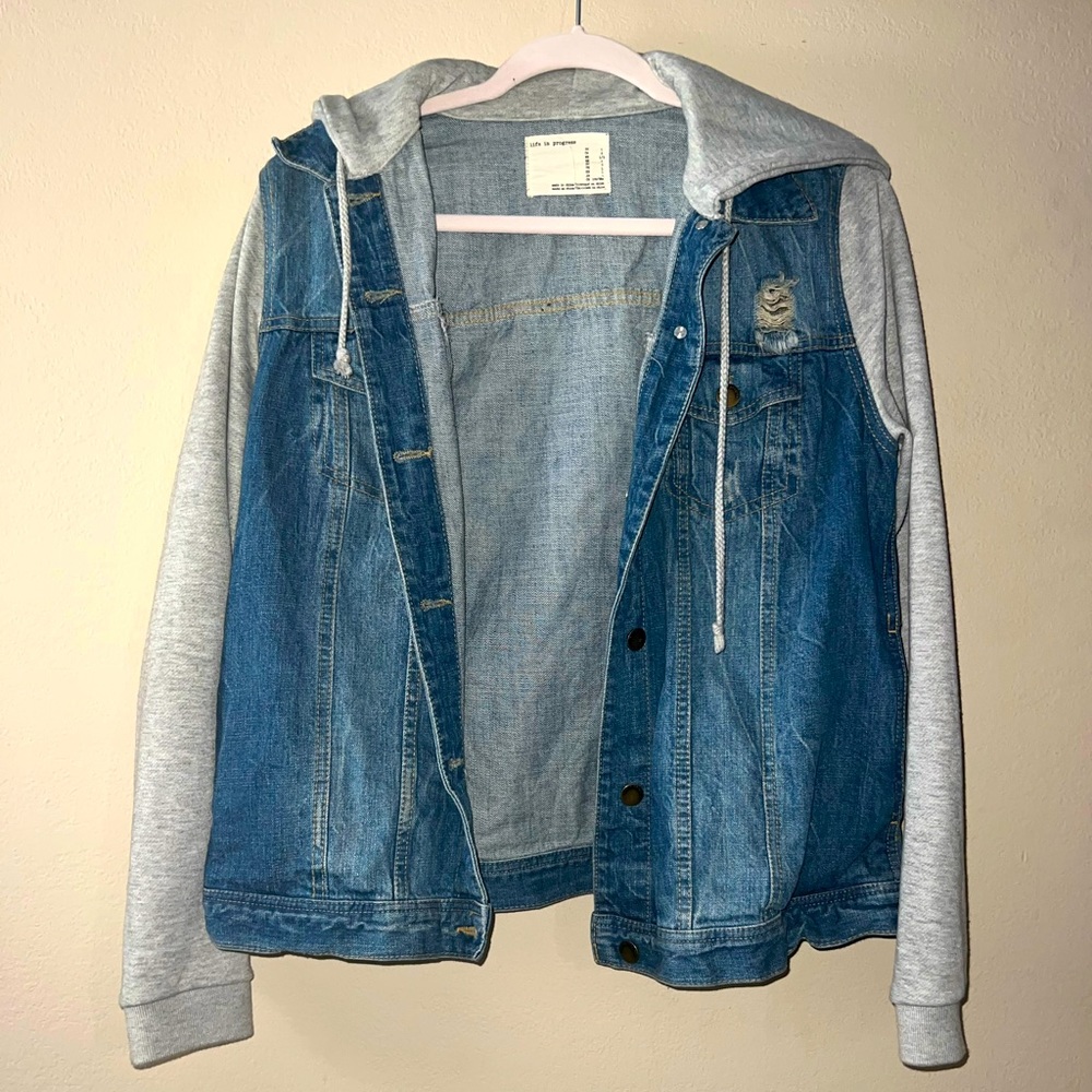 life in progress, Size L, distressed denim and jacket hoodie